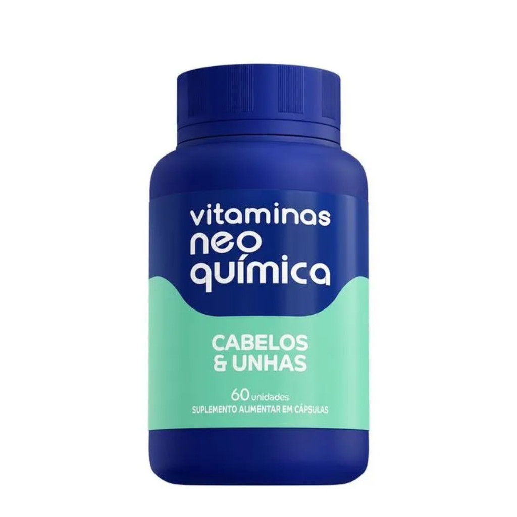 Polivitamínico para Cabelos e Unhas Neo Química – Tratamento 2 Meses 60 Caps em Oferta na Shopee