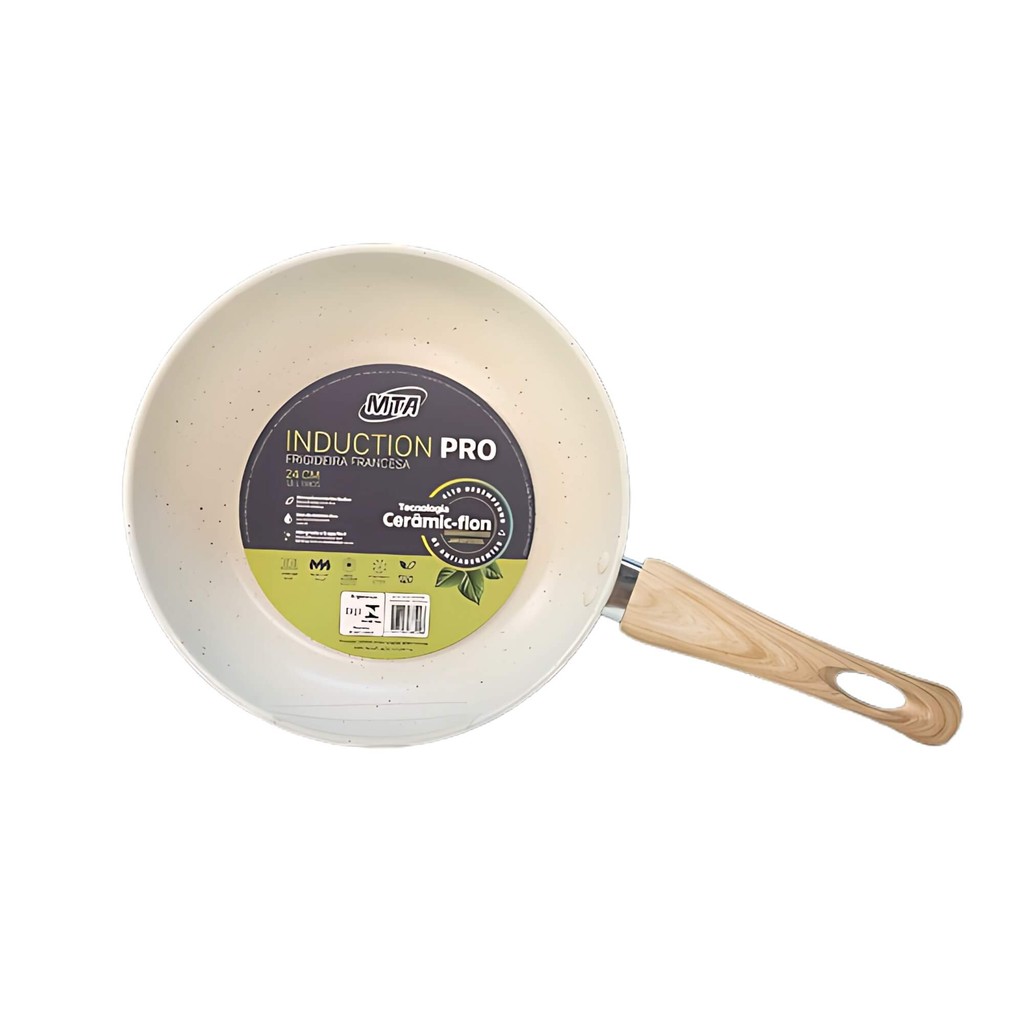 Frigideira Antiaderente Induction Pro Vanilla Ceramic-Flon N.24 1,8L 24cm MTA - 8529 em Oferta na Shopee