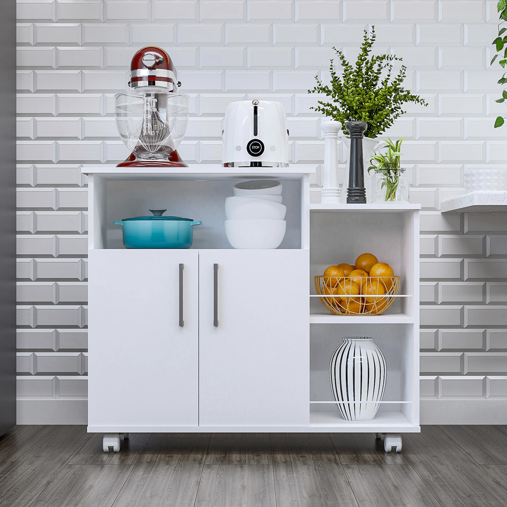 Balcão Com Rodinhas Cozinha 2 Portas com Rodinhas Organizador em Oferta na Shopee