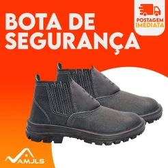 Bota de Segurança Couro Legitimo Reforçada com Selo CA Blaqueada Resistente