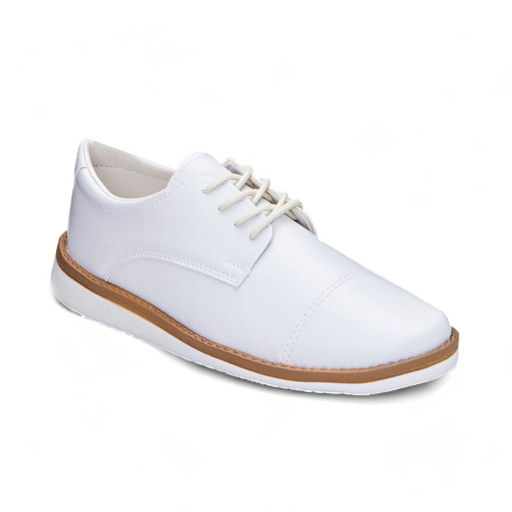Sapato Oxford Masculino Casual Social Derby Branco Ano Novo