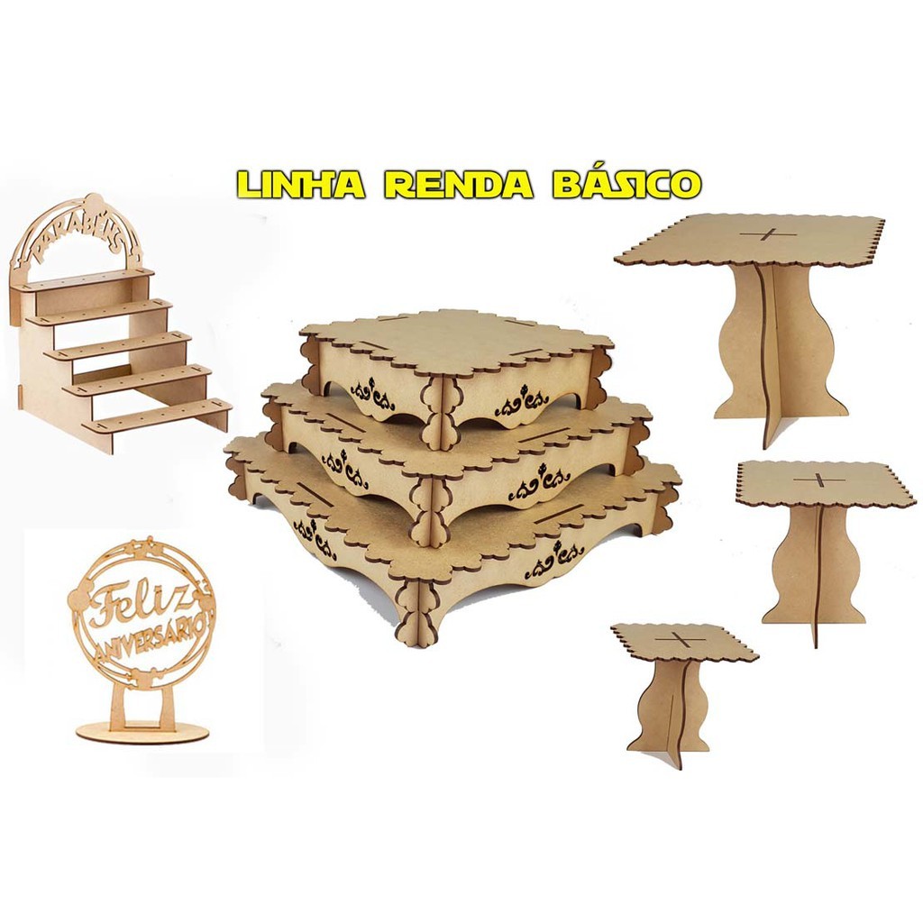 Kit Festa Provençal Decoração Mesa de Doces Renda Com Piruliteiro e Topo De Bolo