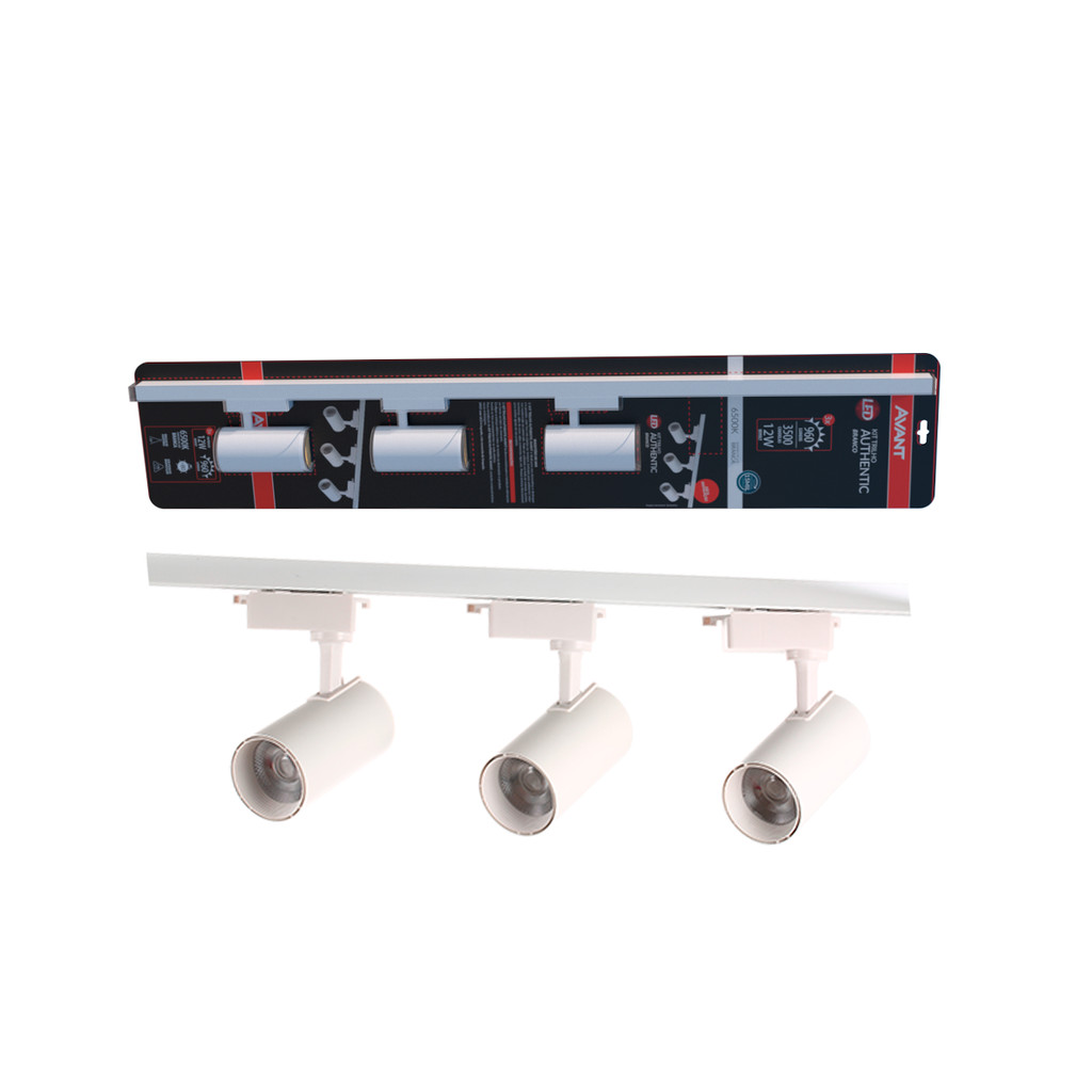 Kit 3 Spot Led + Trilho Authentic 12w 6500k Branco Avant