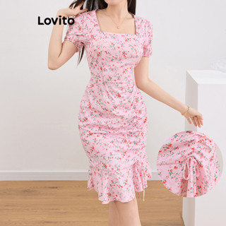 Lovito Vestido casual com cordão floral Ditsy para mulheres L109MD500 em Oferta na Shopee