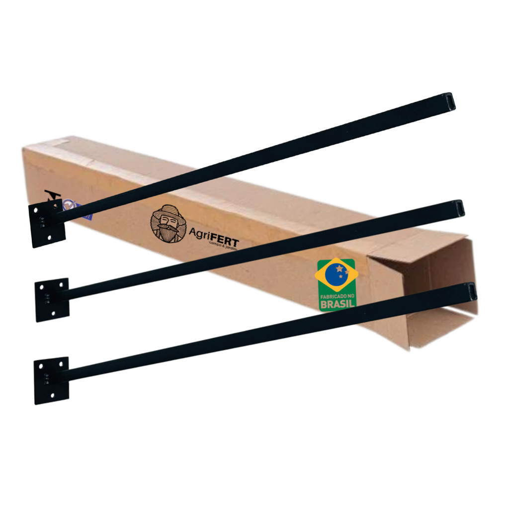 Kit 3 Suportes Para Refletor Led De Fachada 60cm Inclinado