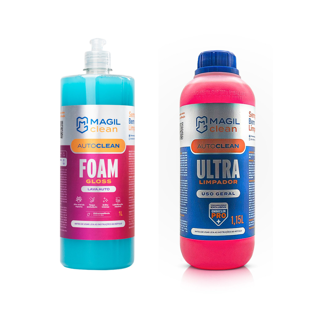 Kit Ultra Limpador Autoclean 1,15L + Foam Gloss Lava Auto 1L Magil Clean em Oferta na Shopee