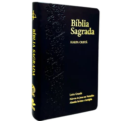 Bíblia Sagrada com Harpa Cristã | ARC | Letra Grande | Capa Luxo Floral Ramos Preta