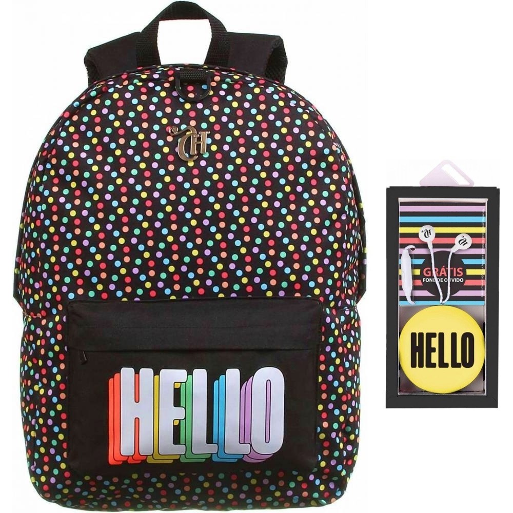 Mochila G Hello Neon Dermiwil Capricho Novidade Fone Brinde