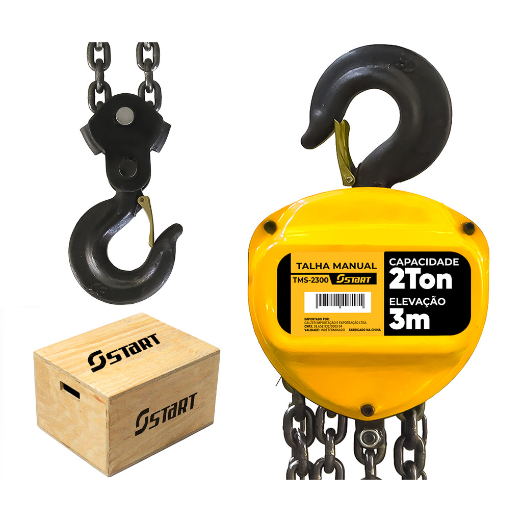 Talha Manual Para 2 Tonelada 3 Metros De Elevação Corrente Start em Oferta na Shopee