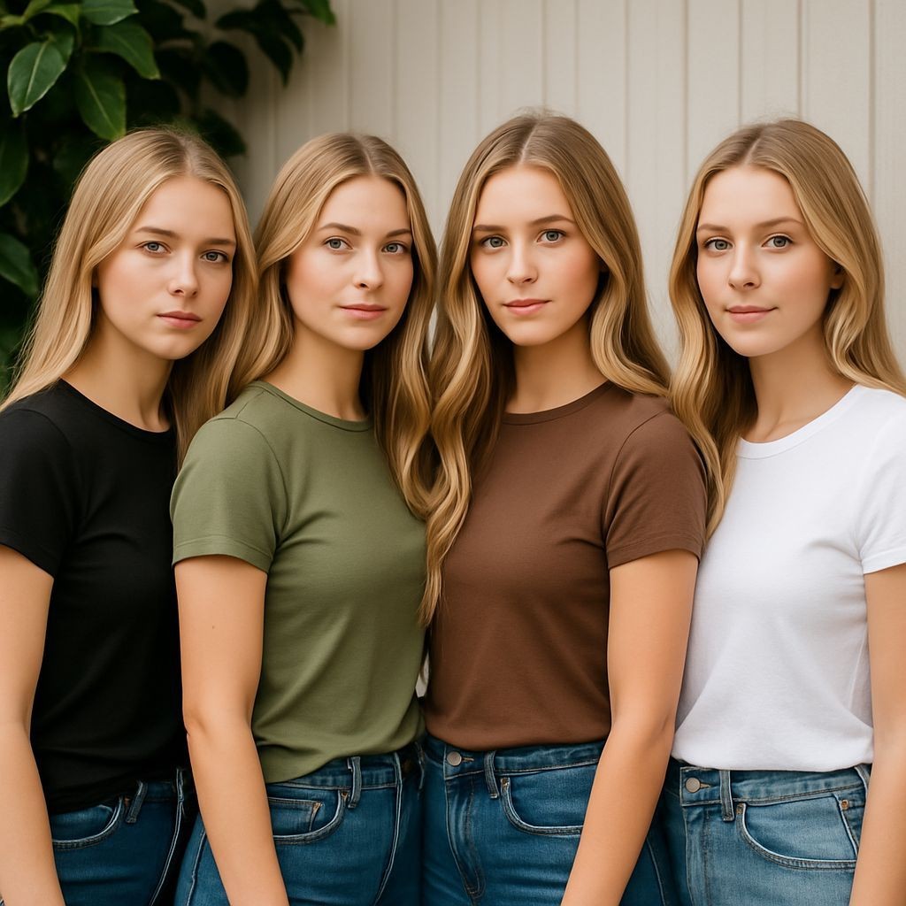 Kit 4 Camisa Básica Lisa Feminina T-shirts Baby Look 100% Algodão Premium AF
