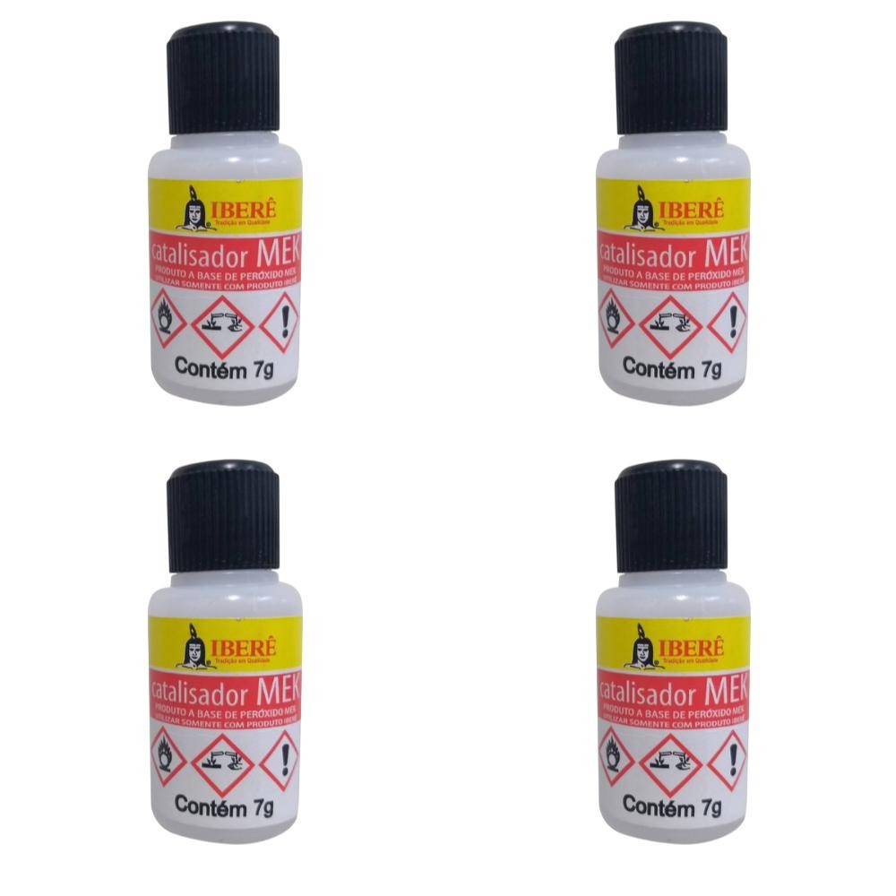 Kit 4 Catalisadores Massa Plástica Iberê Secagem Rápida Alta Aderência Funilaria Pintura Automotiva