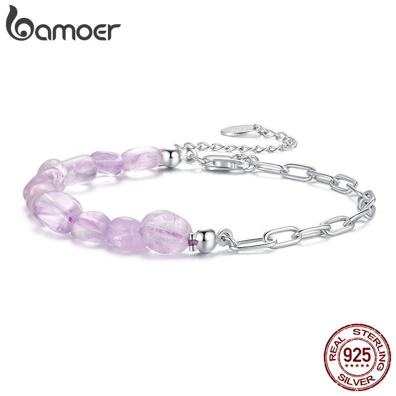 Pulseira De Prata Esterlina 925 Bamoer Lucky Ametista Design Joias Presente Feminino em Oferta na Shopee