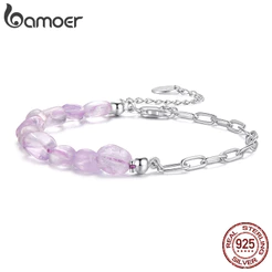 Pulseira De Prata Esterlina 925 Bamoer Lucky Ametista Design Joias Presente Feminino