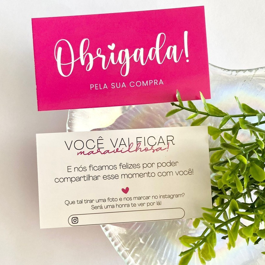 Kit Cartão Tag Mimo de Agradecimento Obrigada Pela Sua Compra 5x9cm Pronta Entrega