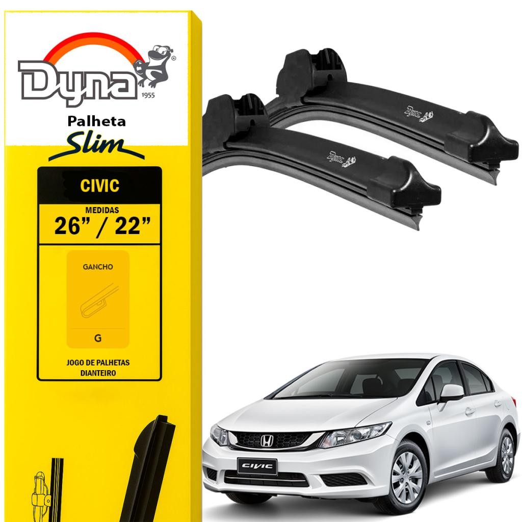 Par palheta parabrisa dianteiro Civic G9 2012 a 2016 Original Dyna Alta Durabilidade