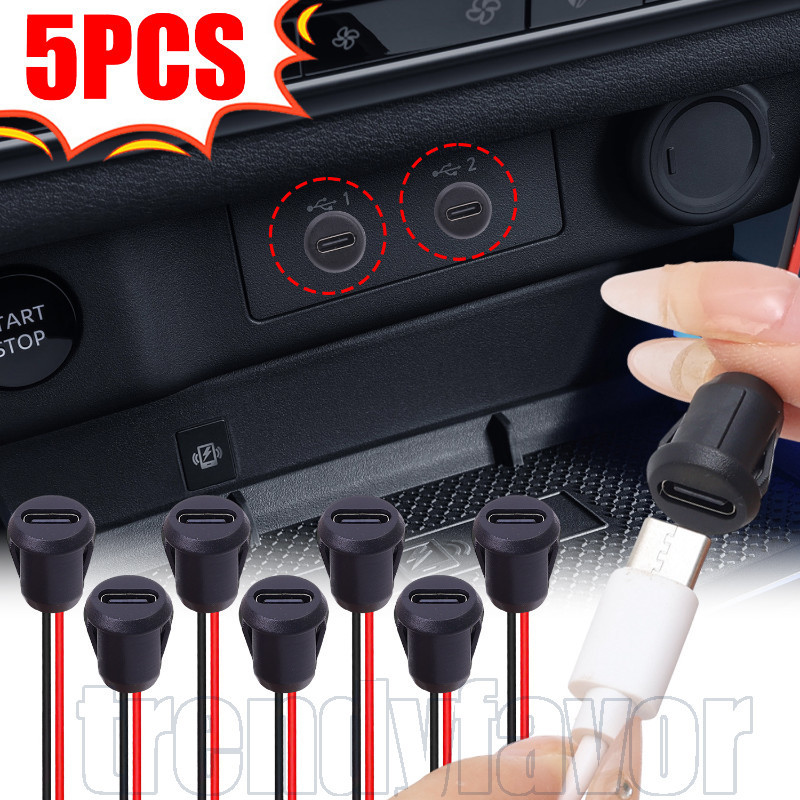Conector De Soquete Fêmea Tipo C De 2 Pinos Para Carro 5 Unidades-Adaptador De Plugue De Carregador 3A-Porta De Carregam