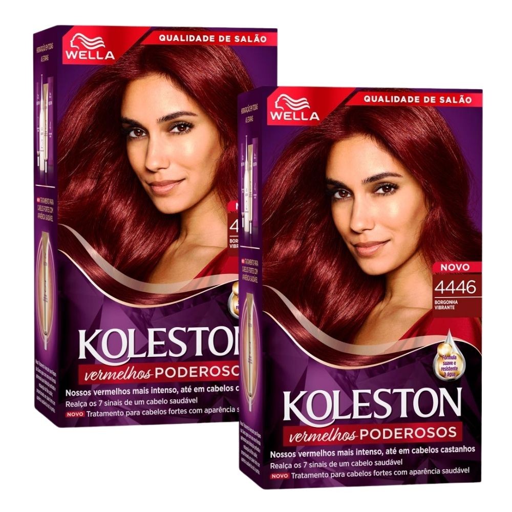 Kit 2 Tinta de Cabelo Koleston Borgonha Vibrante 4446 - Beauty