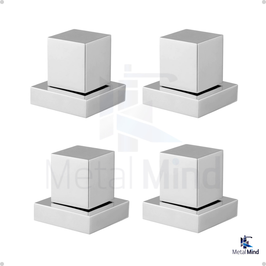 4 Acabamento Quadrado Cromado Luxo em Metal Para Registro De Chuveiro Padrão Deca