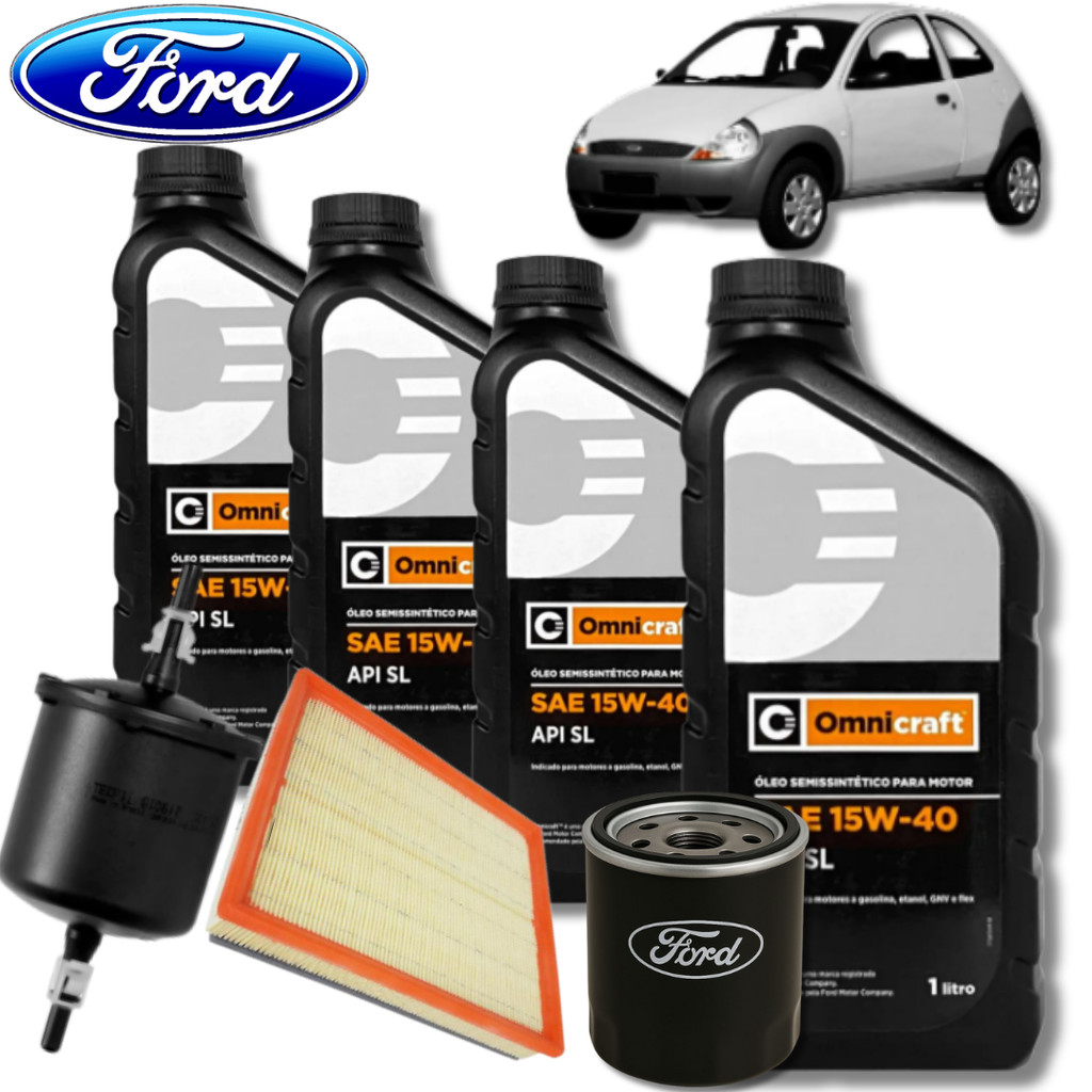 KIT TROCA DE ÓLEO OMNICRAFT 15W40 + FILTROS (FORD KA 1.0 8V 2001)
