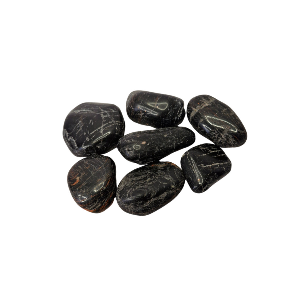 Pedra Natural Turmalina Com Hematita 4 a 6 cm Rolada 250 g