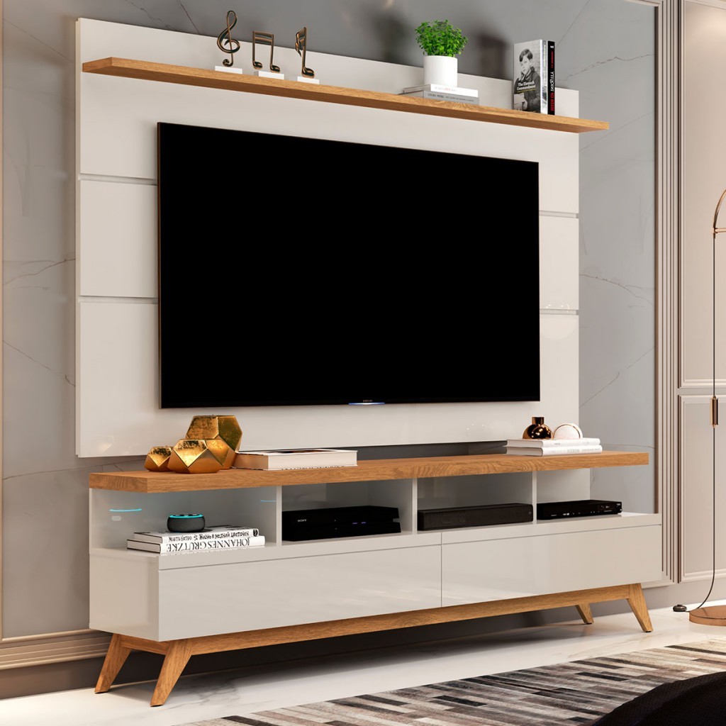 Rack com Painel para TV até 60 Polegadas Vivare 2 Gavetas - Giga Móveis
