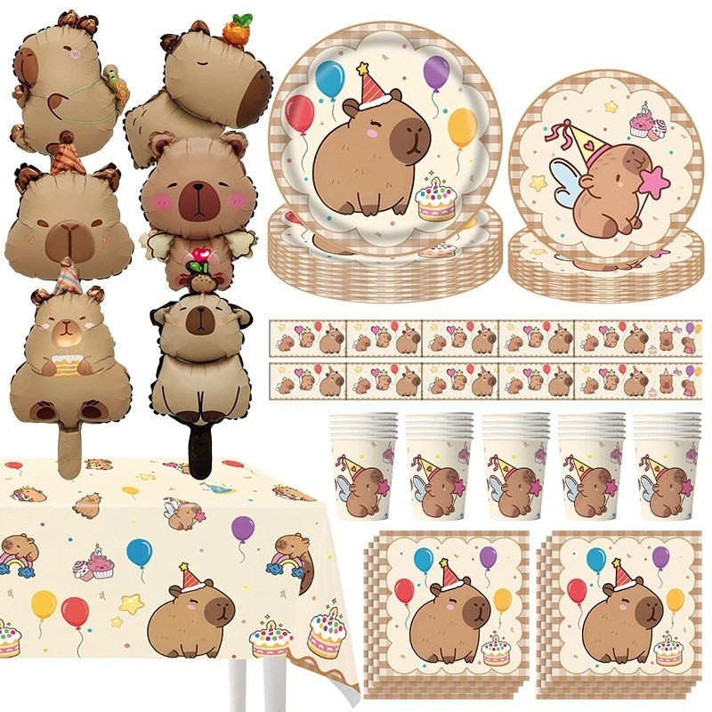Capivara Decoração De Festa De Aniversário Talheres Descartáveis Balões em Oferta na Shopee