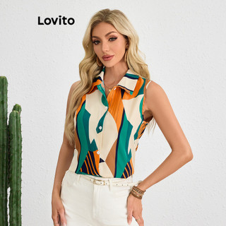 Lovito Blusa casual patchwork com botões para mulheres LBL19259 em Oferta na Shopee