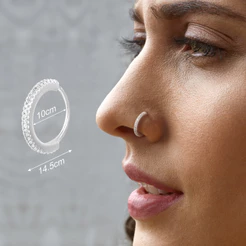 LOMISS Piercing Nariz Prata 925 Cravejado Argola 8/10mm 28 pedras de Zircônia Helix Nostril