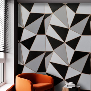 Papel de parede 3D triângulo preto autoadesivo em Oferta na Shopee