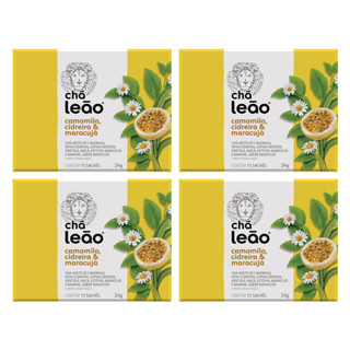 Combo Chá Leão Premium Camomila com Cidreira e Maracujá - 4 Caixas / 60 Sachês em Oferta na Shopee