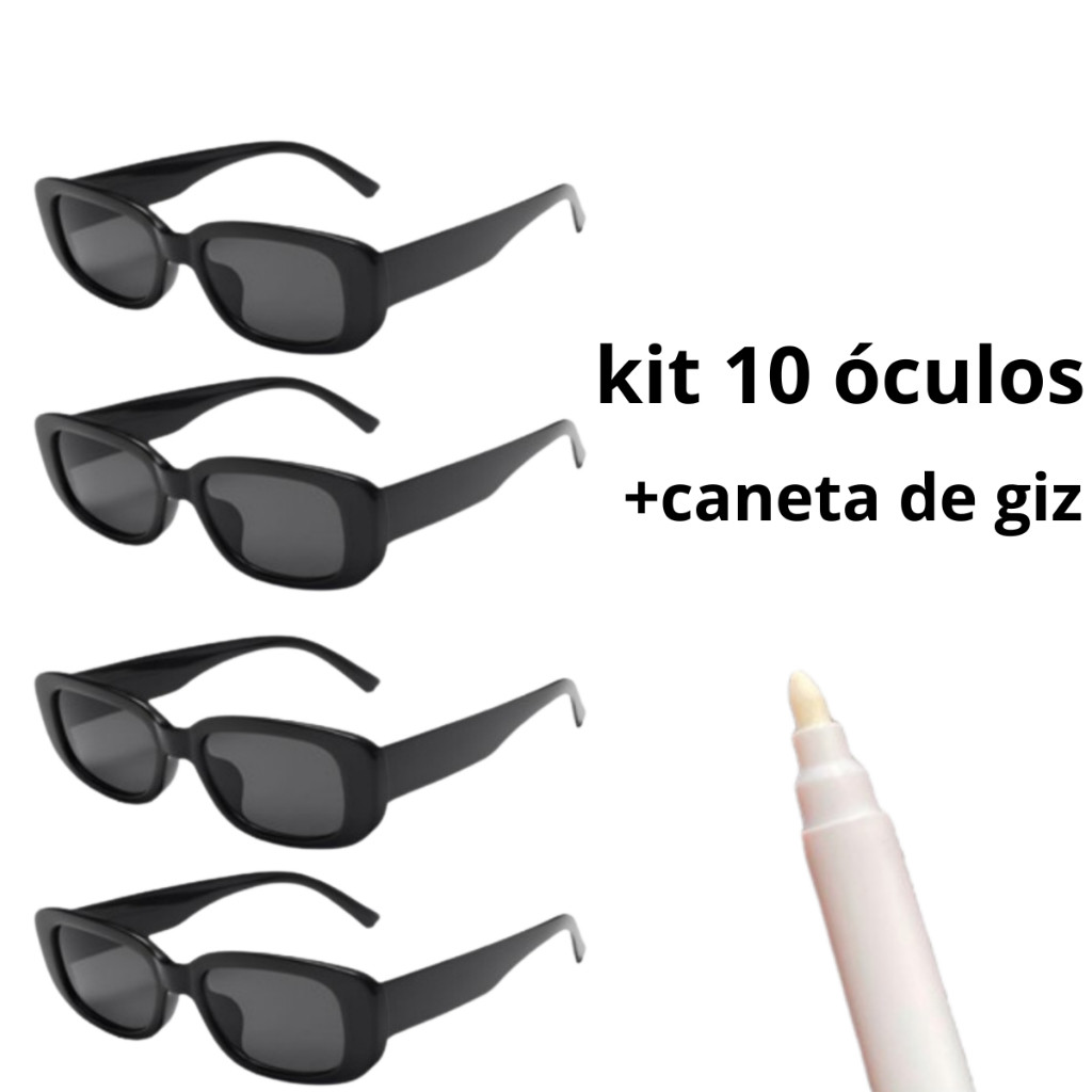 kit 10 óculos retro + caneta de giz