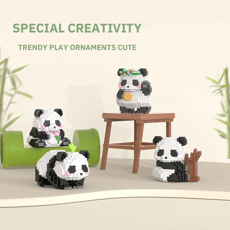 Bloco de Construção Mini Panda Estilo Chinês