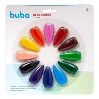 GIZ DE PLÁSTICO 12 CORES BUBA GIZ BUBA em Oferta na Shopee