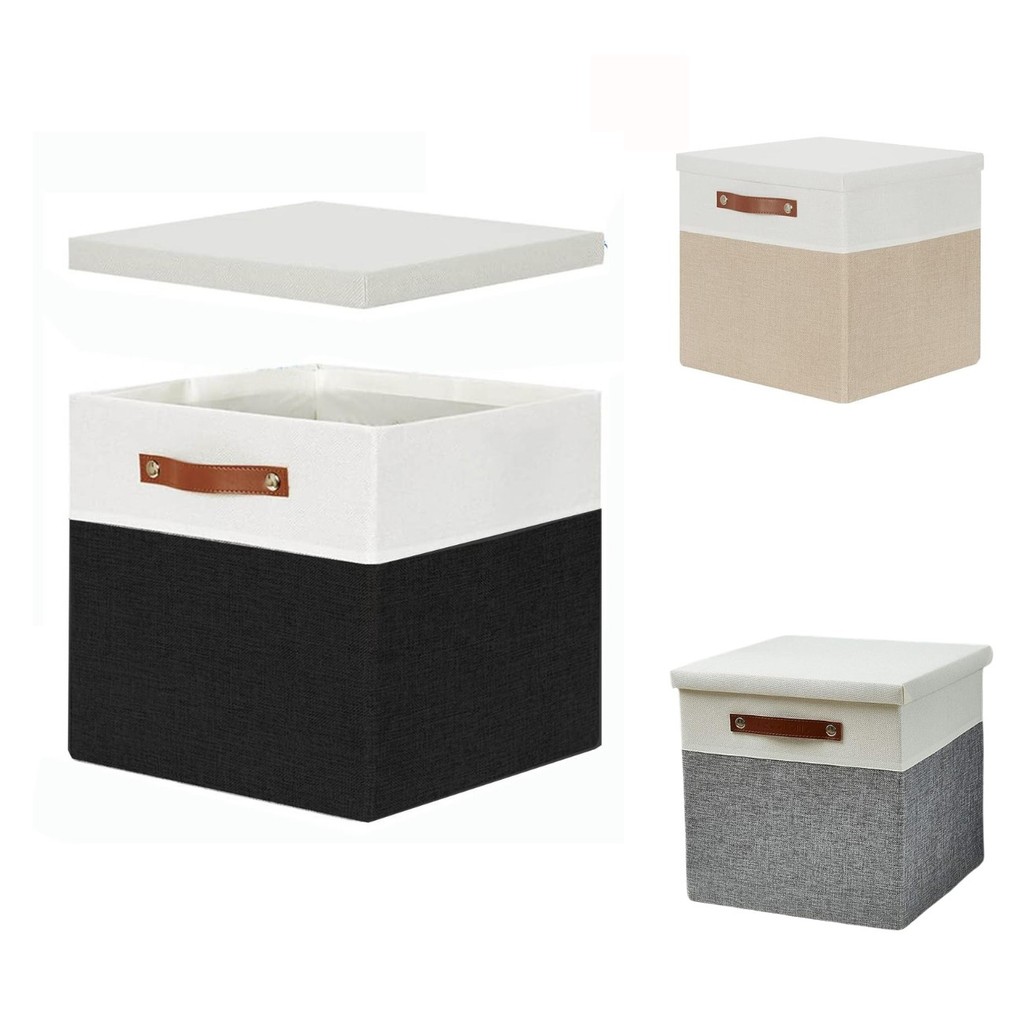 Caixa Organizadora Tecido Linho Dobravel Rígida com Tampa 30x30