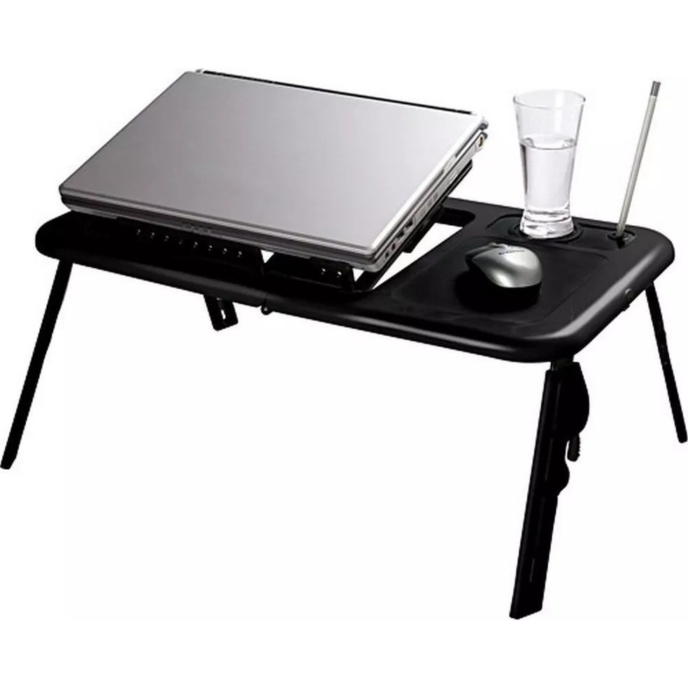 Mesa Articulada Dobravel P/ Notebook Com Cooler Sofa Cama