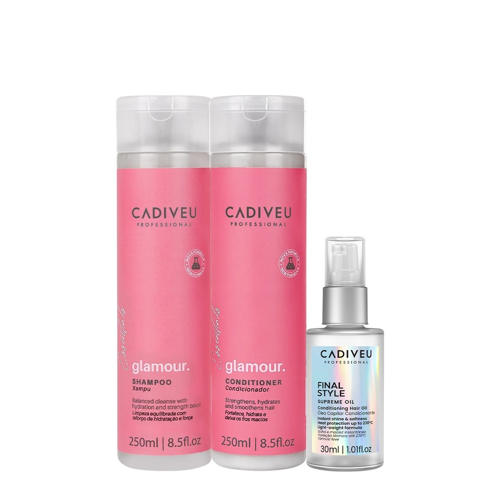 Kit Cadiveu Professional Glamour Duo e Final Style Oil (3 produtos) em Oferta na Shopee