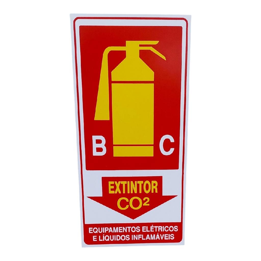 Placa de Sinalização extintor CO2 BC 15x30 inflamaveis