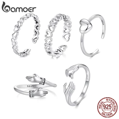 Bamoer 925 Prata Esterlina Anel Amor Abraço Coleção Moda Jóias Presente Feminino