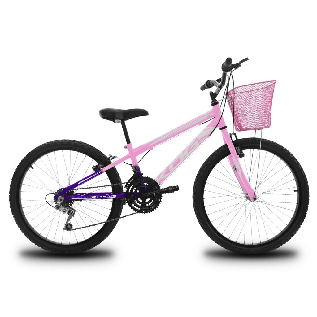 Bicicleta Infantil Aro 24 KOG Feminina 18V Com Cesta - Bicicleta Para Meninas de 8 a 11 anos