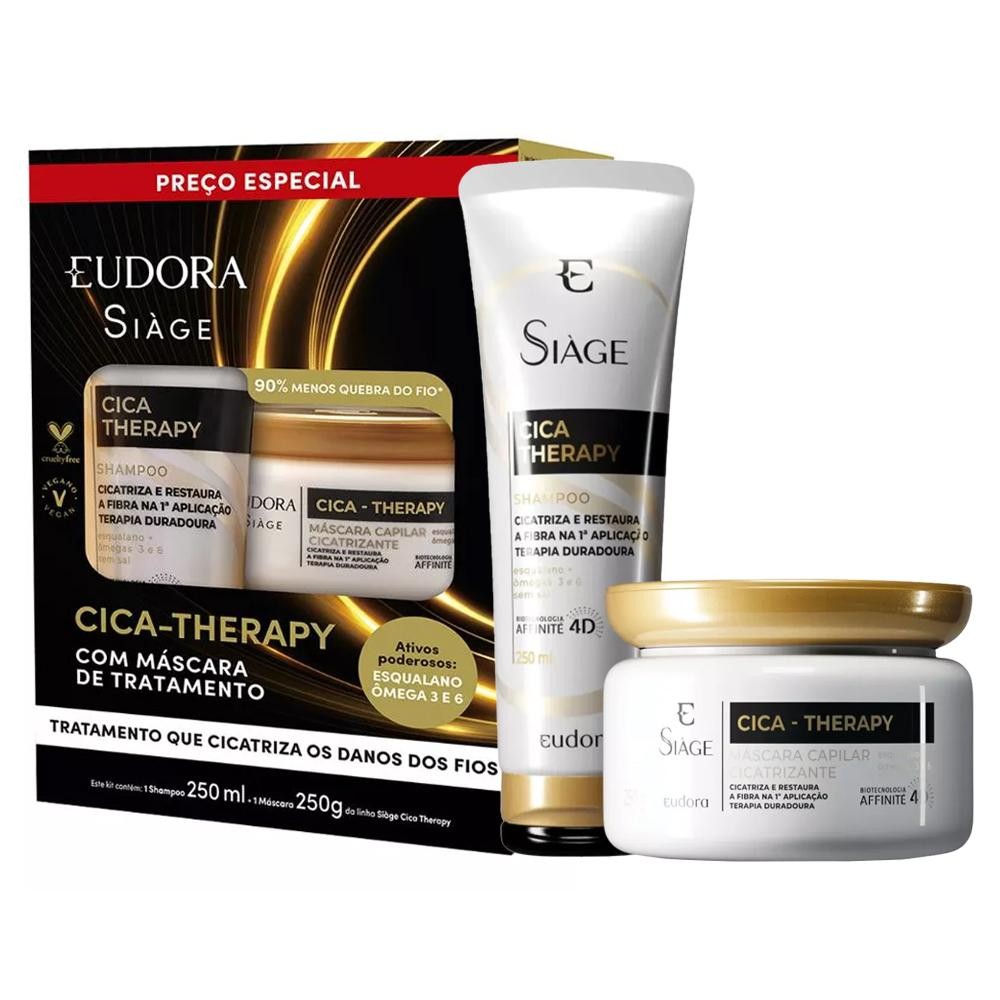 Kit Eudora Siàge Cica-Therapy Shampoo 250ml + Máscara Capilar Cicatrizante 250g