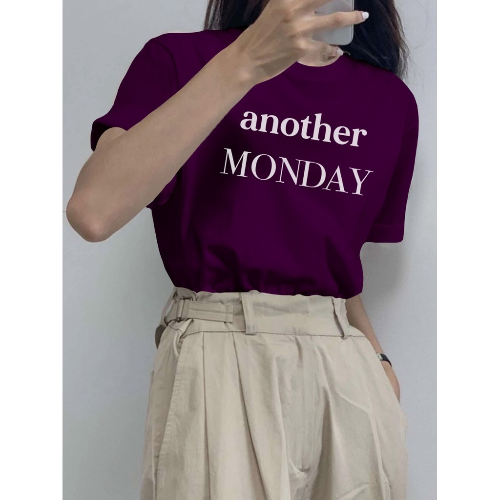 Camiseta Coleção Another Monday Estampa Roxo Oversized Unissex Tumblr T-Shirt Longline Confortavel