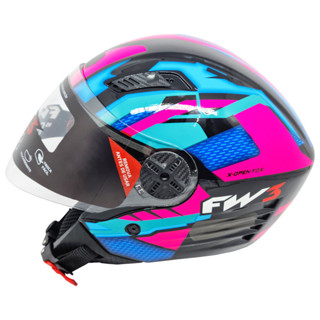 Capacete de Moto FW3 X Open UP Fox Rosa com Azul Oculos Interno Tam 60 em Oferta na Shopee