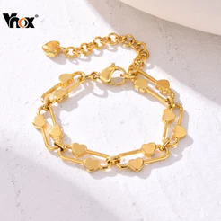 Pulseira Vnox Heart Link Para Mulheres , Pulseiras De Corrente Com Clipe De Papel , Presentes Femininos Ajustáveis Sem M