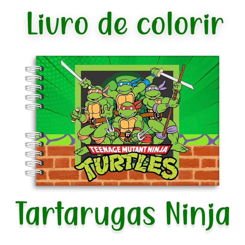 Livro de Colorir Tartarugas Ninja – 50 Páginas 120g Antiestresse, Envio Imediato e Personalizado