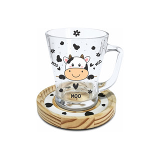 Xícara Vidro 235ml Pires Madeira Vaquinha Coleccionar Decorativo Estampa Delicada Presente Criativo em Oferta na Shopee