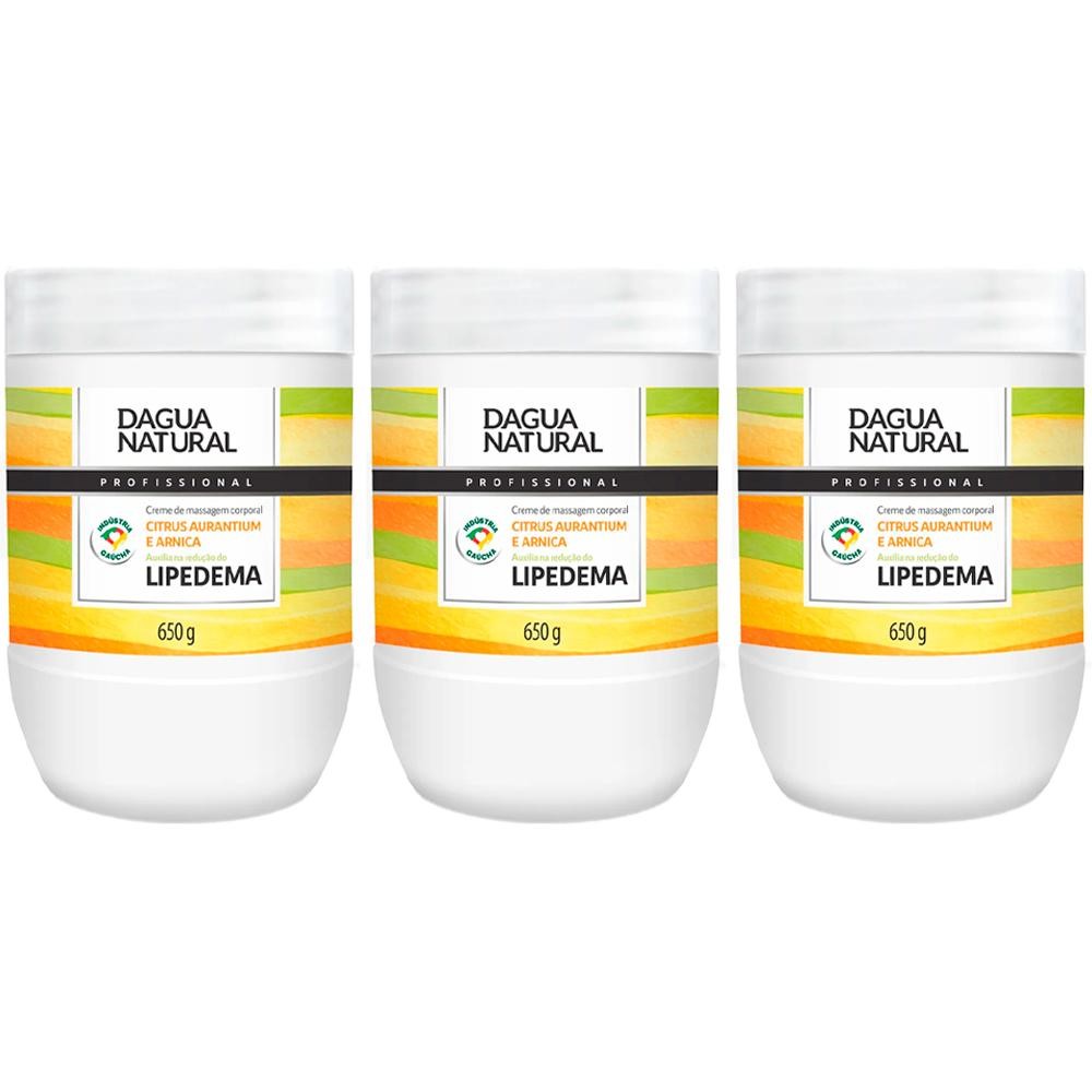 Imagem Kit 3 Potes Creme de Massagem Corporal Dagua Natural Citrus Aurantium e Arnica 650g Drenagem