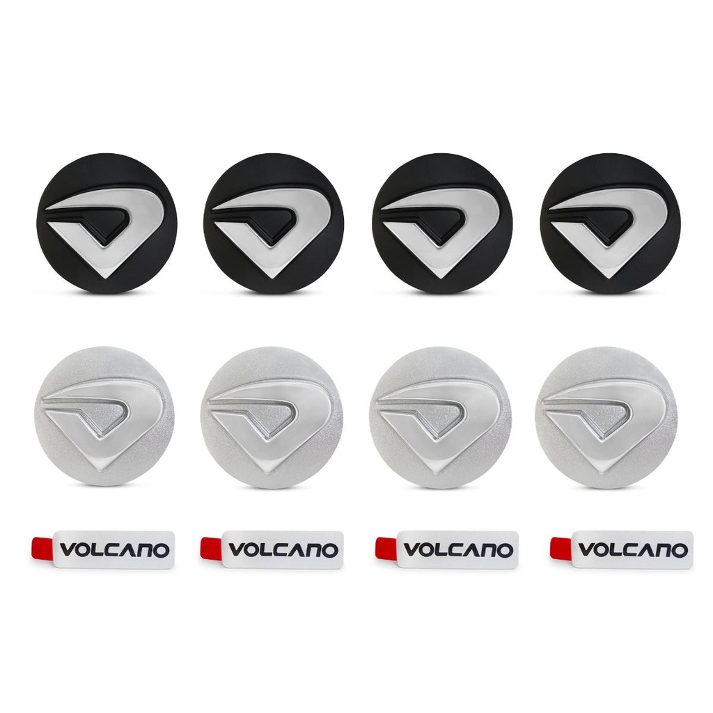 2 Jogos de Calotas Volcano 3D  4 Prata e  4 Preta + Brindes em Oferta na Shopee