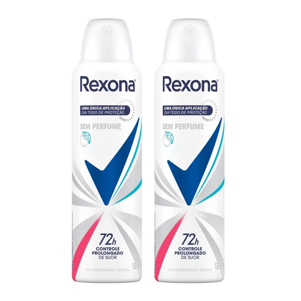 Kit 2 Desodorante Rexona Sem Perfume Aerosol Antitranspirante 72h 150ml - Beauty