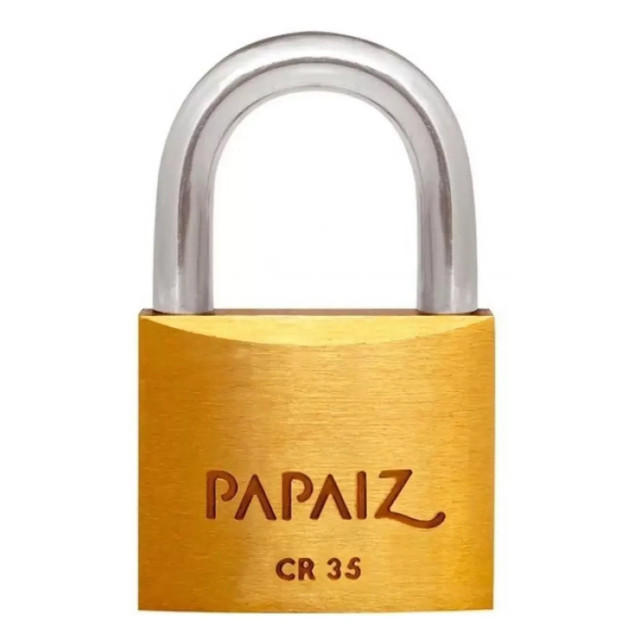 Cadeado Papaiz 35mm Latão Cromado Acetinado com 2 Chaves – Segurança e Durabilidade