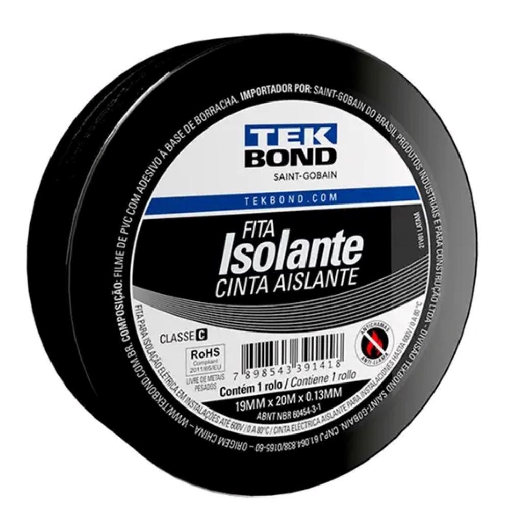 KIT 3 FITA ISOLANTE PRETA ANTICHAMAS  20 METROS E 5 METROS TEKBOND em Oferta na Shopee